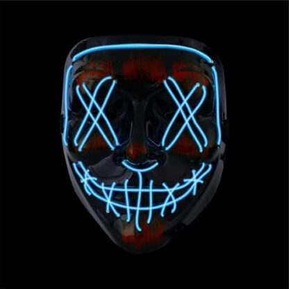 Lueur D'Épouvante - Masque LED Bleu Halloween Inspiré de Purge - Costume Adulte Horreur Festif